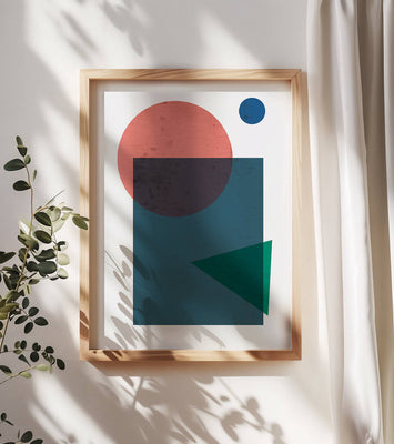 Geometric Abstract Art with Overlapping Shapes in Soft Colors