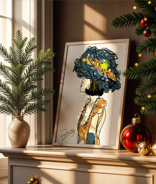 Portrait of a Fashionable Woman with a Large Hat and Gold Accents