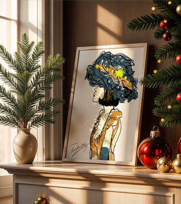 Portrait of a Fashionable Woman with a Large Hat and Gold Accents