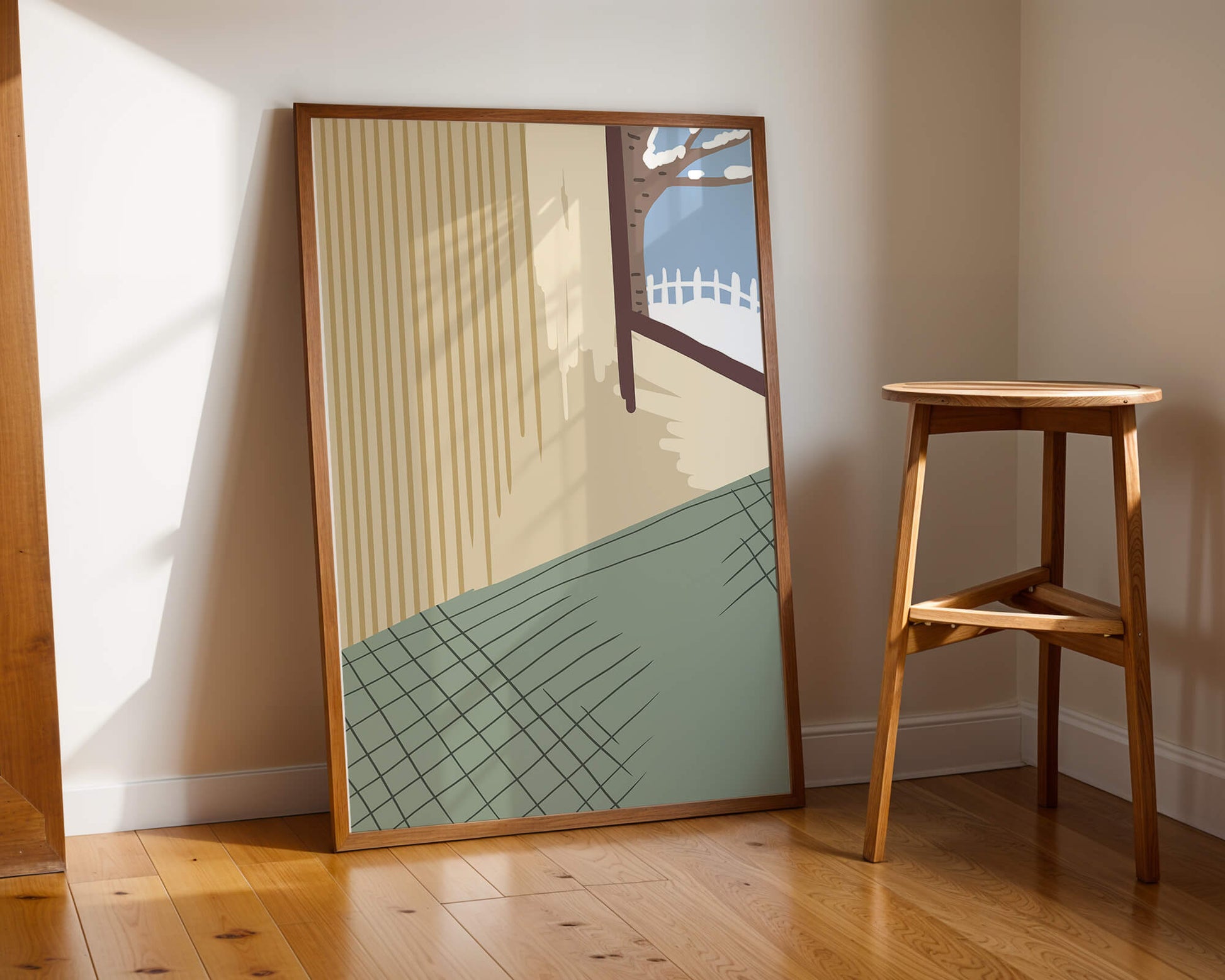 Interior Scene with Winter View Through a Window