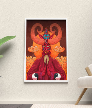 Mythical creature artwork with intricate patterns and symbolism