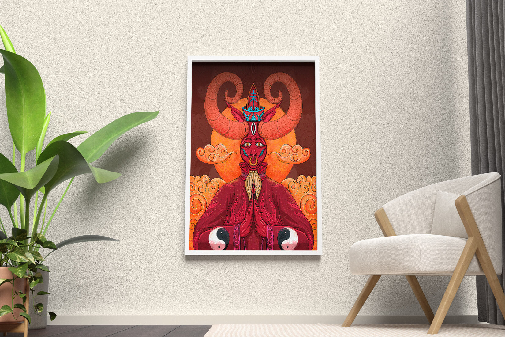 Mythical creature artwork with intricate patterns and symbolism