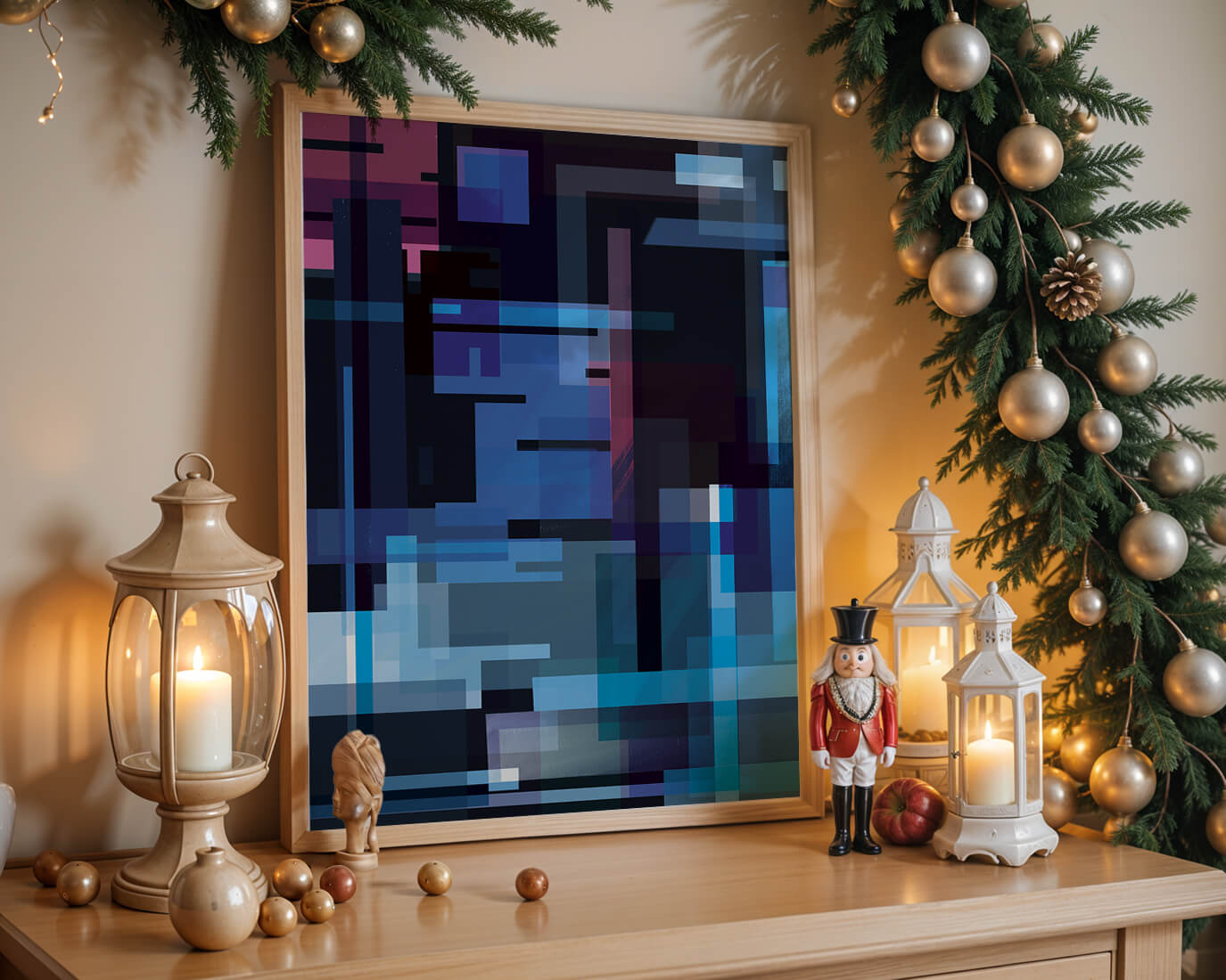 Abstract Geometric Digital Art with Blue and Purple Tones