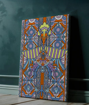 Oiseau géométrique coloré avec motifs détaillés