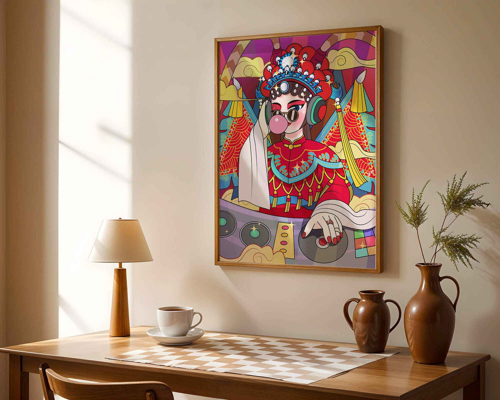 Vibrant DJ illustration combining traditional and modern elements