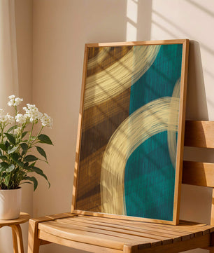 Abstract art with flowing brushstrokes and textured color contrast