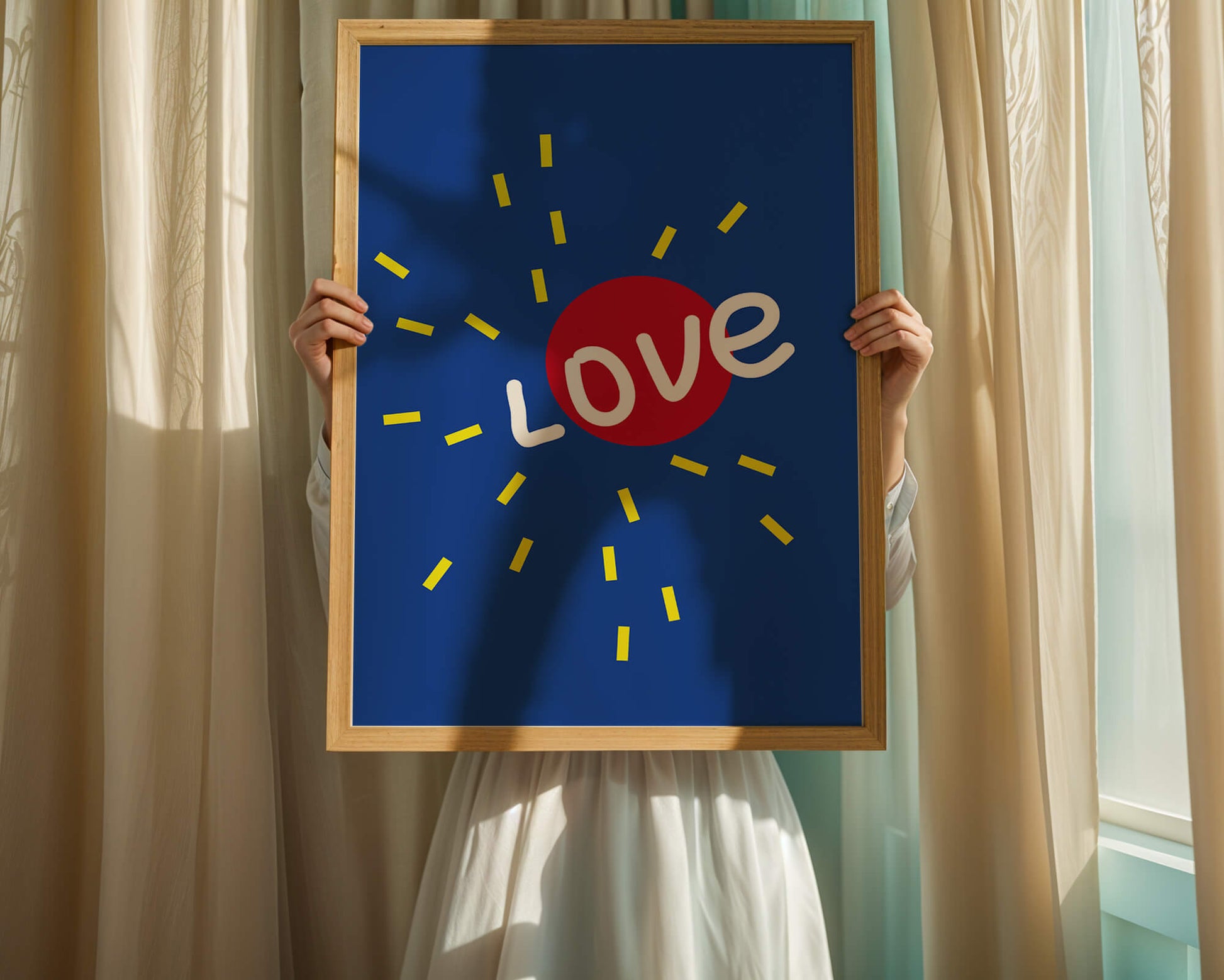 Colorful love-themed abstract design with bold elements