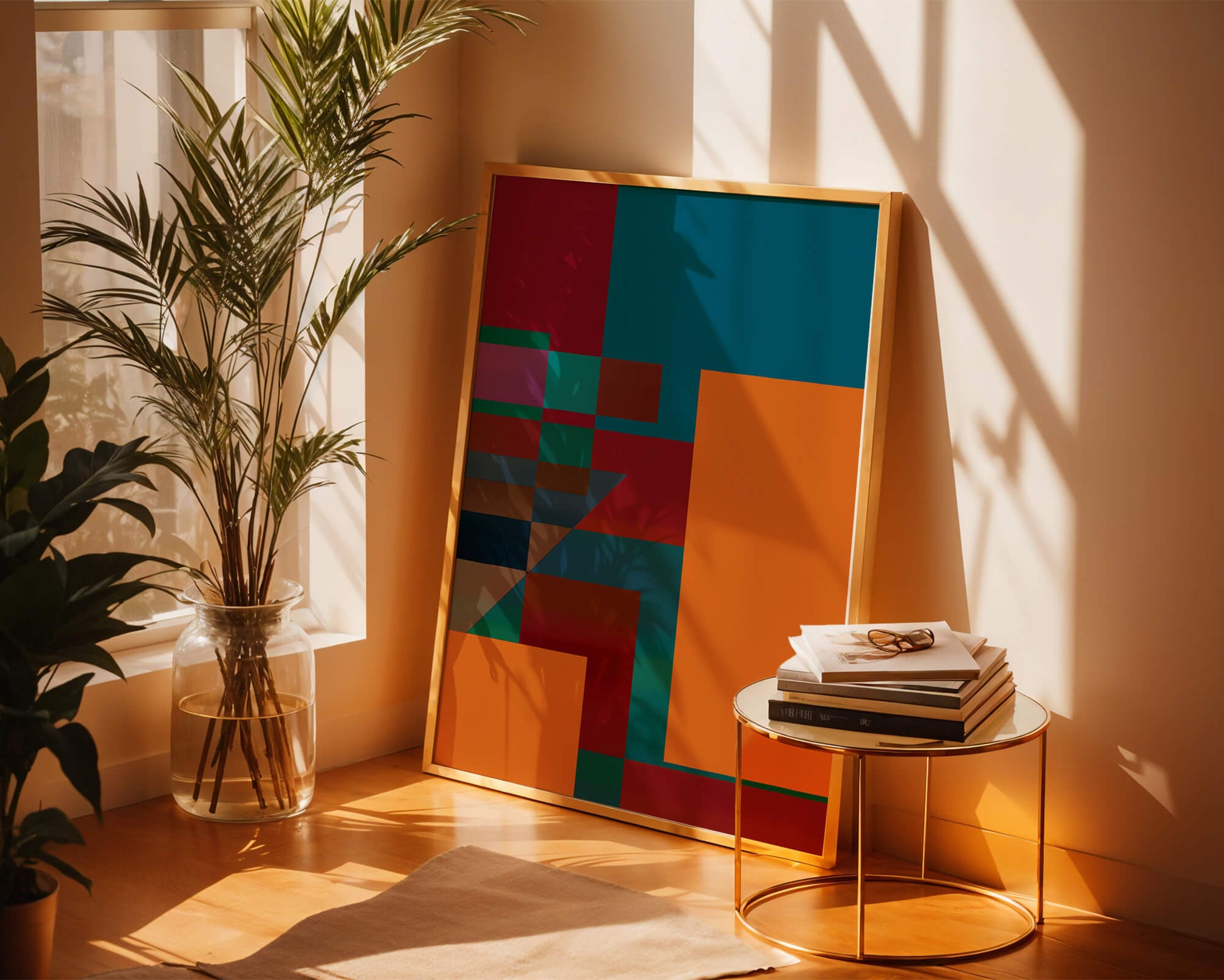Colorful geometric abstract design with bold blocks and tones