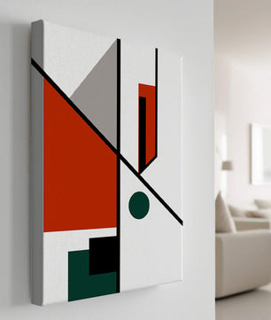 Geometric Abstract Art with Red and Green Accents