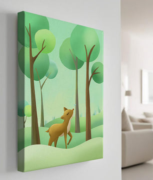 Gentle Deer and Butterfly in a Lush Forest Setting