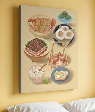 Illustration colorée de la cuisine chinoise avec divers plats