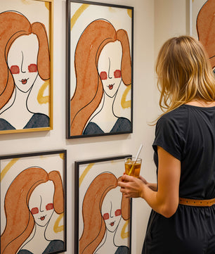 Illustration Of A Woman With Red Hair And Minimalist Features - Mi tienda