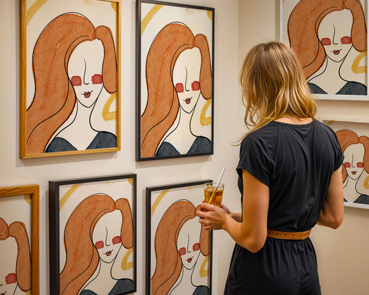 Illustration Of A Woman With Red Hair And Minimalist Features