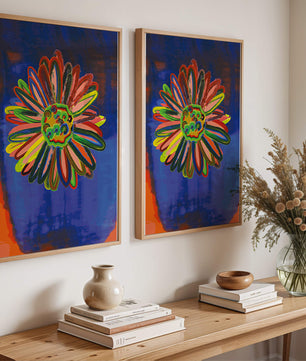 Arte floral abstracto colorido con pinceladas dinámicas