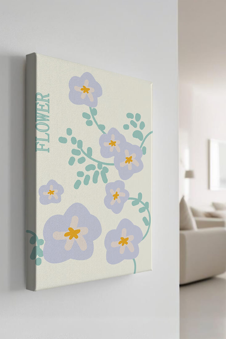 Floral design with pastel flowers and abstract leaves