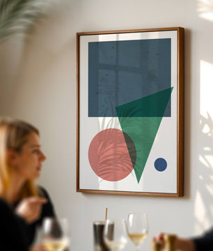 Abstract Geometric Composition with Overlapping Shapes on Textured Background - Mi tienda