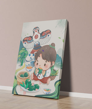 Charmante illustration d’un enfant savourant un plat traditionnel