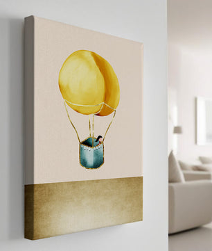 Charming Hot Air Balloon Illustration with Golden Accents