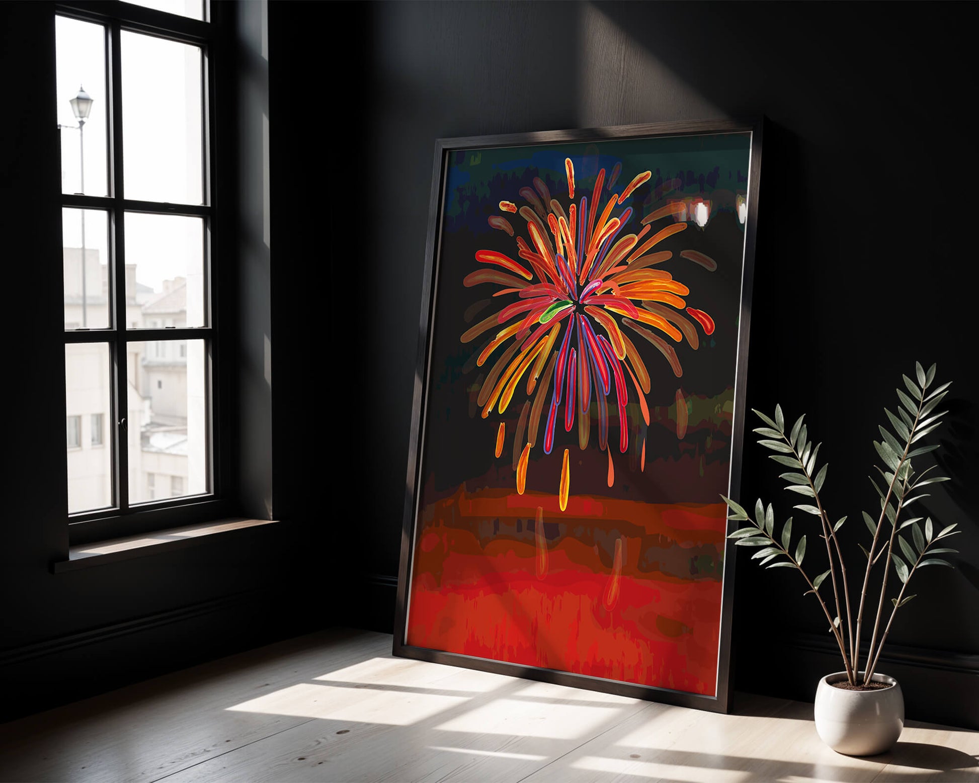 Feu d'artifice vibrant avec des éclats colorés