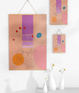 Abstract Line Art with Geometric Shapes and Hand Illustration