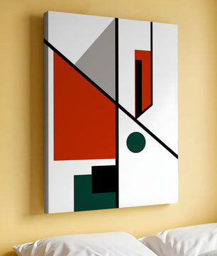 Geometric Abstract Art with Red and Green Accents
