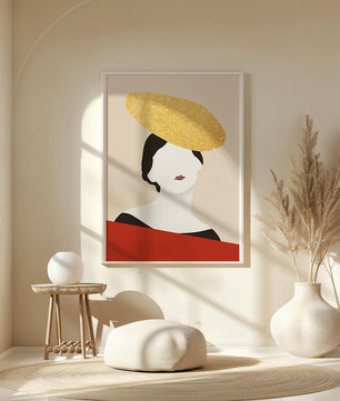 Abstract Portrait of a Woman with a Gold Hat - Mi tienda