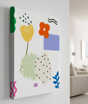 Abstraktes Blumendesign mit bunten geometrischen Formen