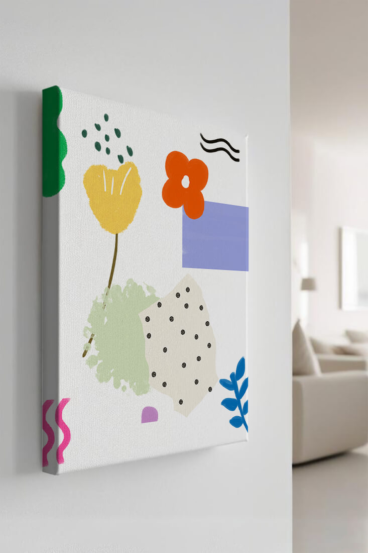 Abstract floral design with colorful geometric shapes