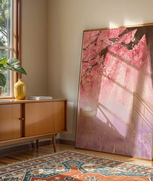 Cherry Blossom Garden with Spring Flowers and Sunlight