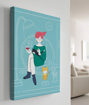 Acogedora velada con gatos en una sala de estar escandinava