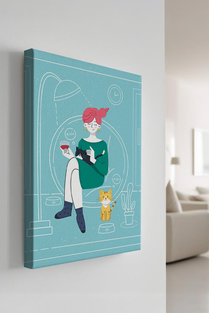 Acogedora velada con gatos en una sala de estar escandinava