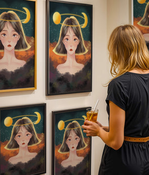 Surreal portrait of a girl with celestial elements