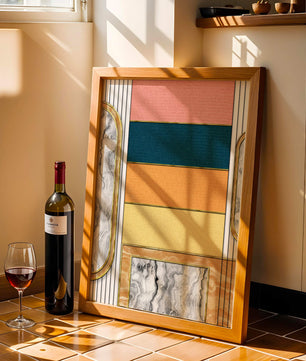Abstract Geometric Art with Gold and Marble Accents