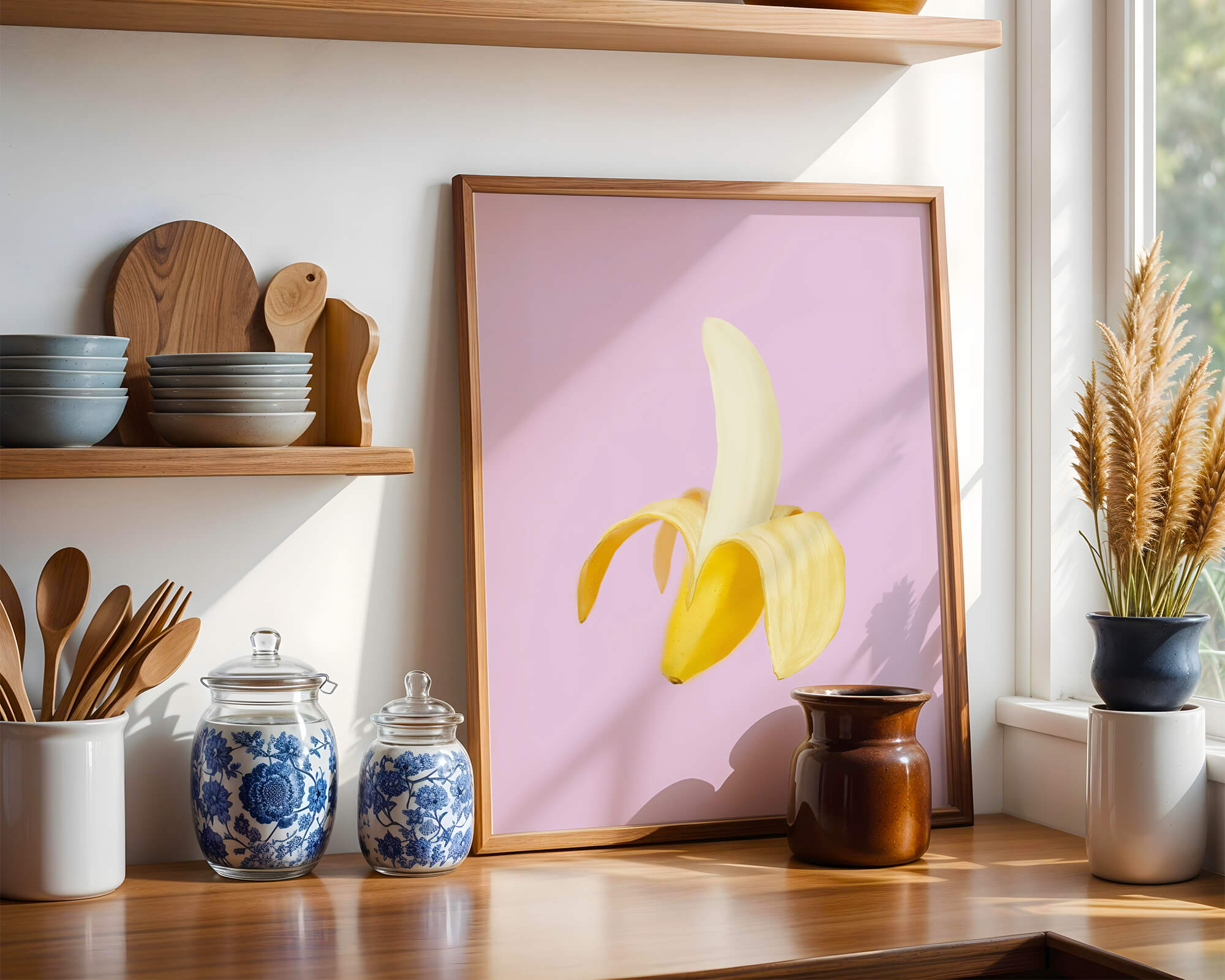 Open banana with purple background for vibrant decoration