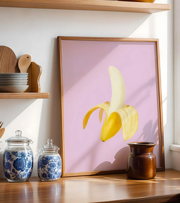 Open banana with purple background for vibrant decoration