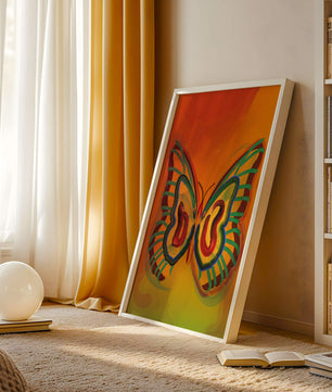 Vibrant butterfly depiction with colorful abstract background