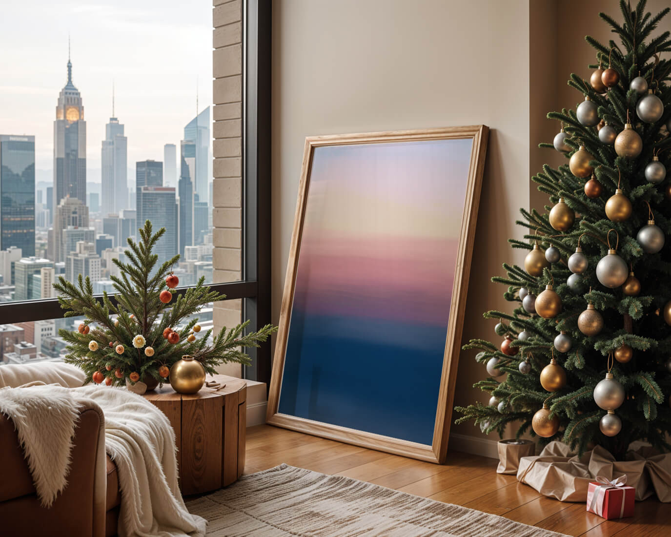 Atardecer abstracto y tranquilo sobre el océano con cielo degradado