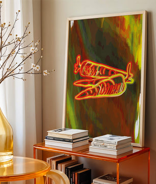 Vibrant abstract carrot illustration with dynamic red and orange patterns
