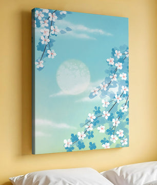 Flores primaverales serenas contra un cielo pastel con suave luz solar