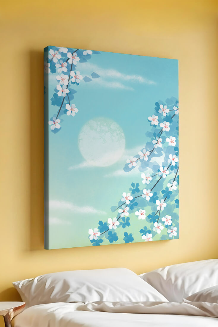 Serene spring blossoms against a pastel sky with gentle sunlight