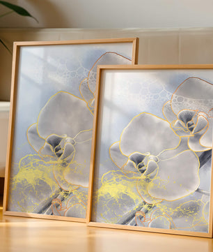 Delicate floral art with gold accents and abstract background