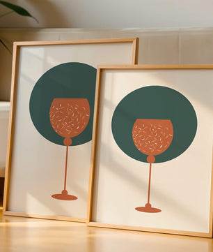 Wine Glass with Decorative Elements on Modern Minimalist Background - Mi tienda