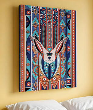 Diseño geométrico abstracto con motivo animal y patrones vibrantes