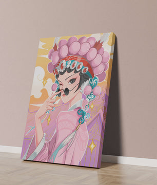 Personaje de anime elegante con atuendo tradicional y detalles dorados