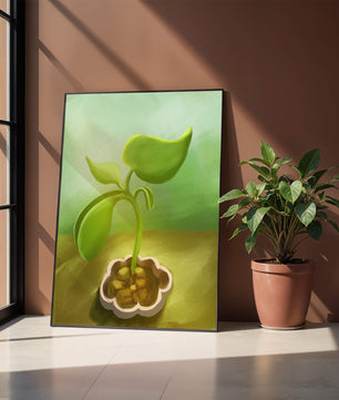 Young Green Plant Emerging from the Soil