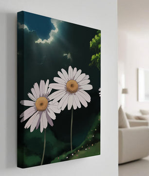 Sunlit Daisies in a Serene Landscape