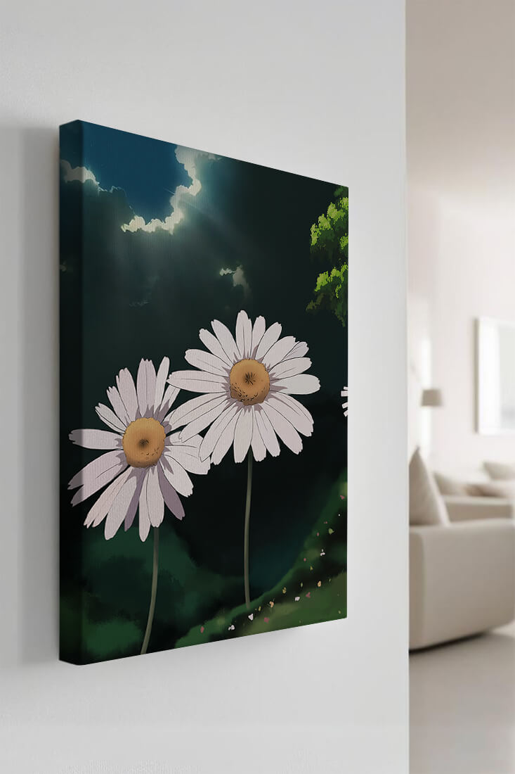 Sunlit Daisies in a Serene Landscape