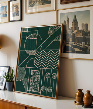 Geometric Abstract Art with Circle and Line Patterns