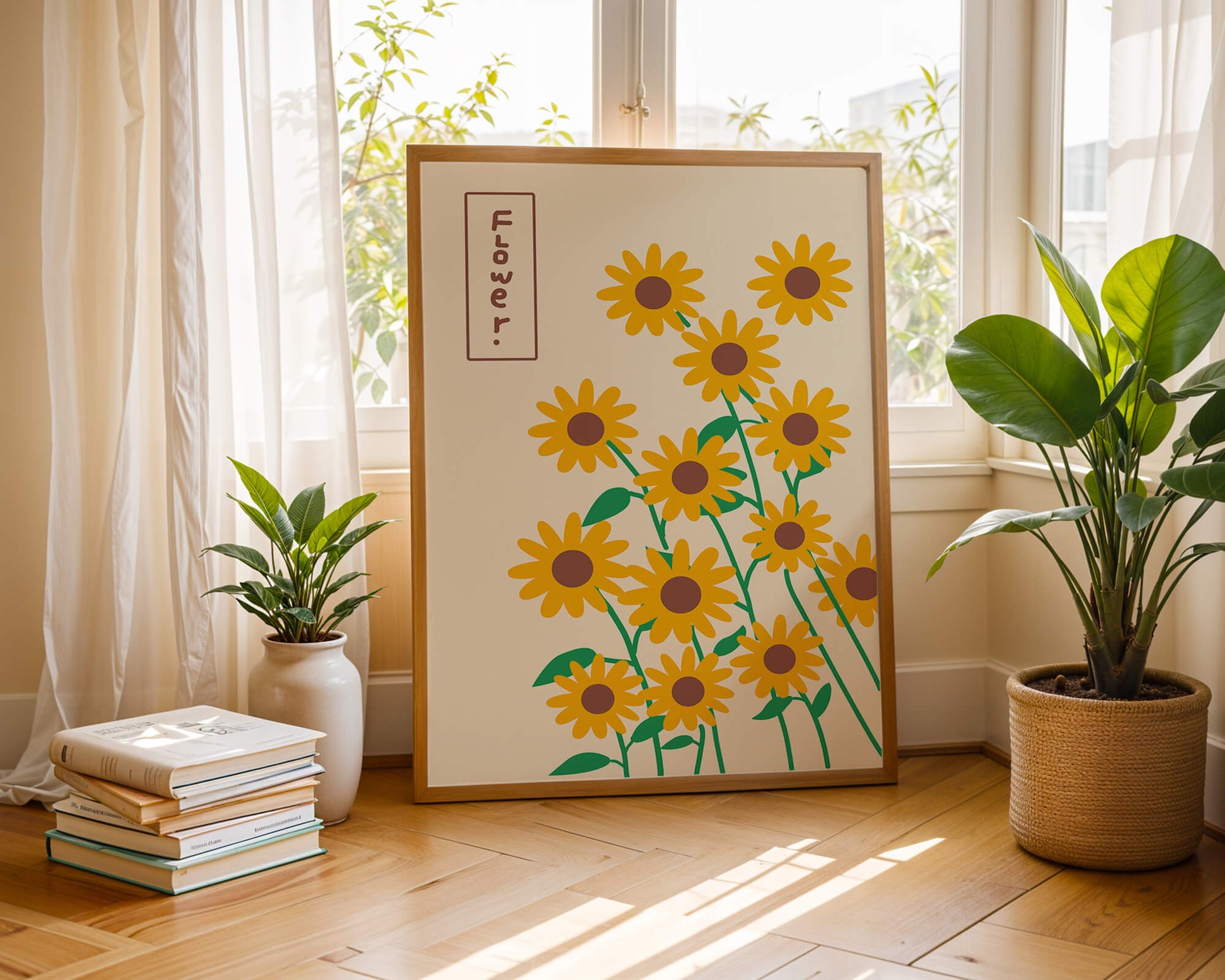 Sunflower illustration on a beige background