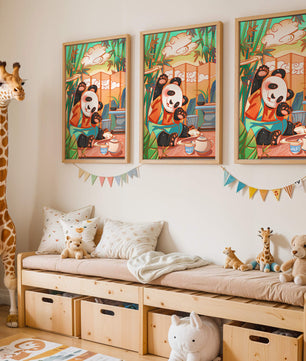 Cheerful Panda Having Tea in a Bamboo Garden - Mi tienda
